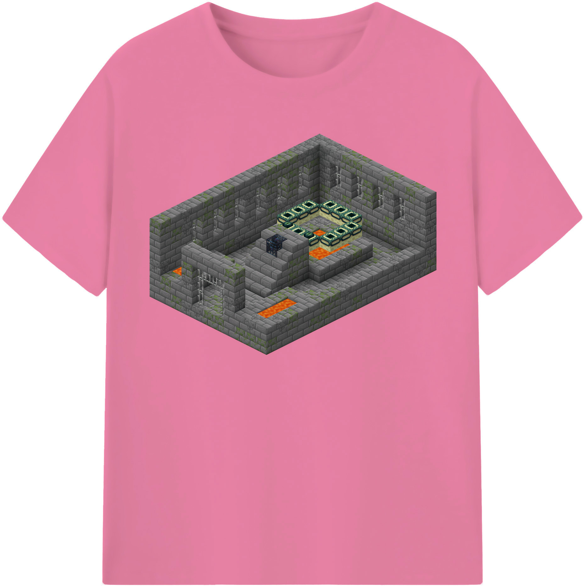 （画像用） マインクラフト ブロックの世界 Minecraft MC Block world 綿100％半袖Tシャツ（フロントプリント）